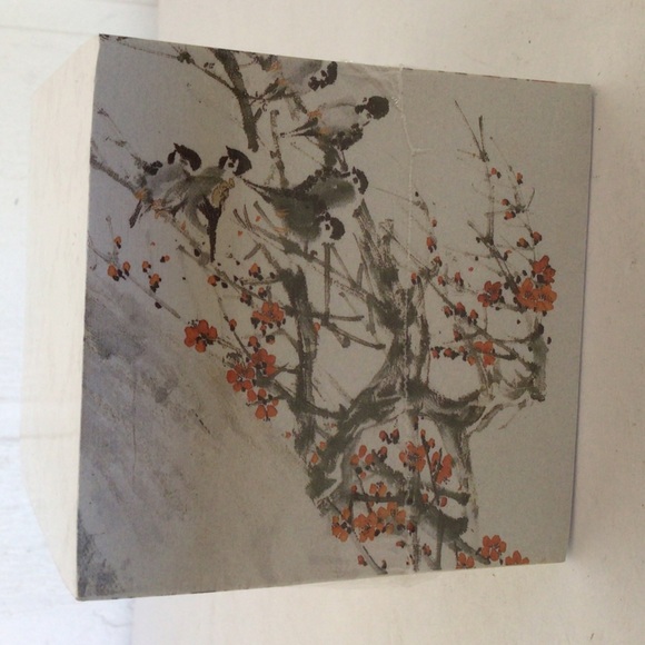 ART INSTITUTE OF CHICAGO REN YI BIRDS ON RED PLUM STICKY NOTE CUBE NWT - Picture 3 of 8